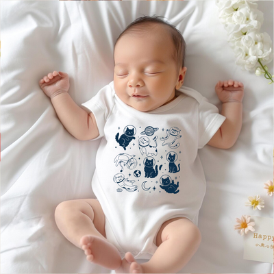 Cats In Space Silly Baby Onesie | Funny Cat Lover Bamboo Bodysuit
