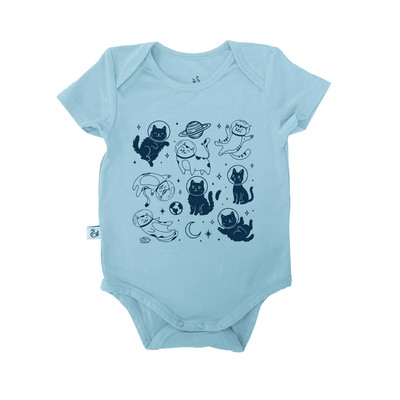 Cats In Space Silly Baby Onesie | Funny Cat Lover Bamboo Bodysuit SwaddleAn