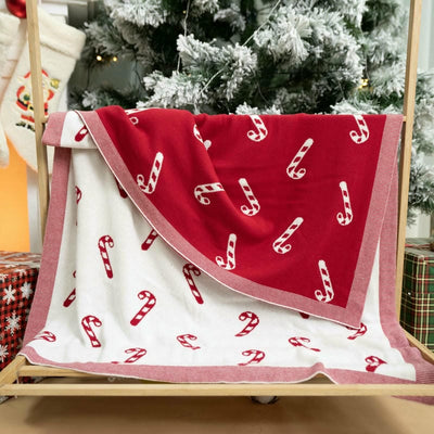 Christmas Candy Cane Jacquard Baby Blanket