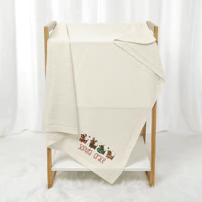 Christmas Festival Dachshund Embroidery Baby Blanket