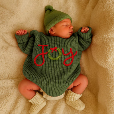 Christmas "Joy" With Wreath Baby Sweater