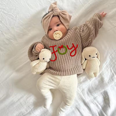 Christmas "Joy" With Wreath Baby Sweater