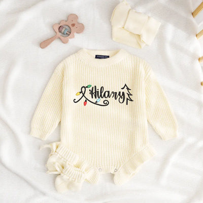 Christmas Lights Embroidered Baby Romper