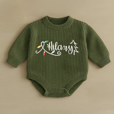 Christmas Lights Embroidered Baby Romper