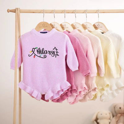 Christmas Lights Embroidered Baby Romper