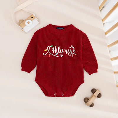 Christmas Lights Embroidered Baby Romper