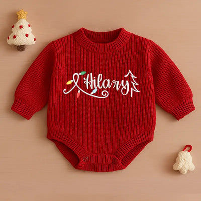Christmas Lights Embroidered Baby Romper