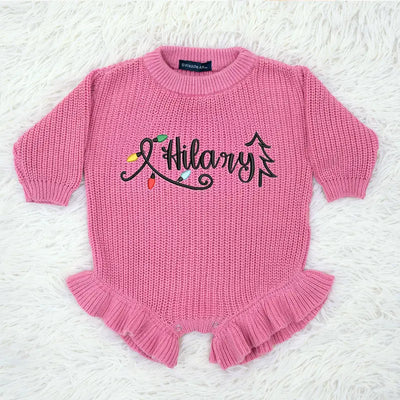Christmas Lights Embroidered Baby Romper
