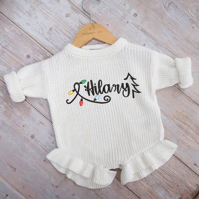 Christmas Lights Embroidered Baby Romper