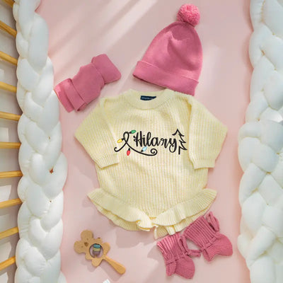 Christmas Lights Embroidered Baby Romper