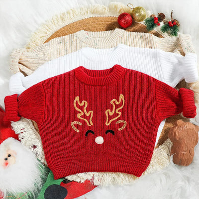 Christmas Reindeer Baby Knit Sweater