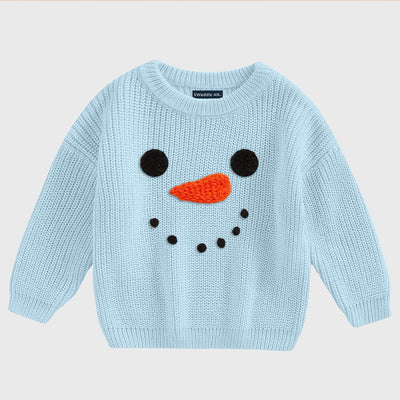 Christmas Snowman Embroidery Baby Sweater