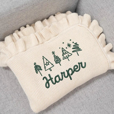 Christmas Tree Embroidery Baby Blanket