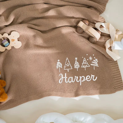 Christmas Tree Embroidery Baby Blanket