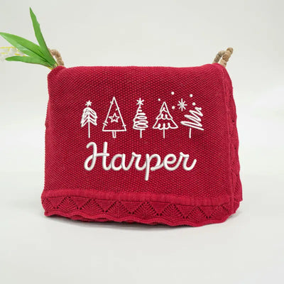 Christmas Tree Embroidery Baby Blanket