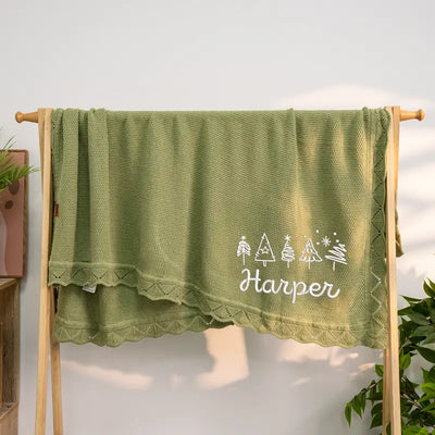 Christmas Tree Embroidery Baby Blanket