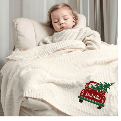 Christmas Tree In The Car Embroidery Baby Blanket