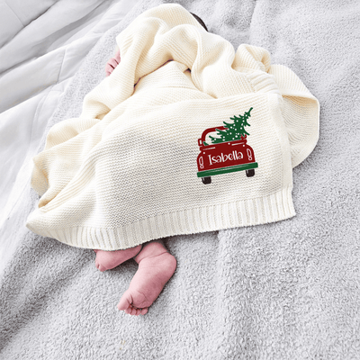 Christmas Tree In The Car Embroidery Baby Blanket
