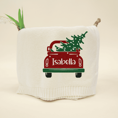 Christmas Tree In The Car Embroidery Baby Blanket