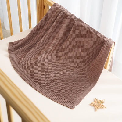 Classic Knit Cotton Baby Blanket in Mocha