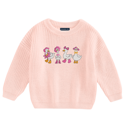 Coquette Bow Silly Gooseh - Embroidery Classic Knit Baby Sweater