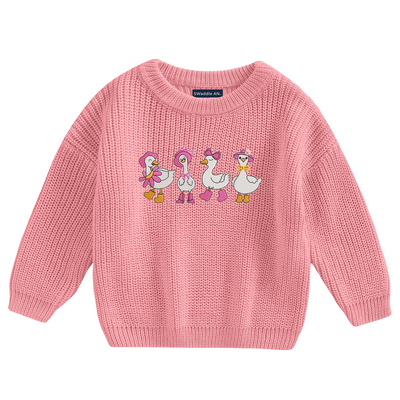 Coquette Bow Silly Gooseh - Embroidery Classic Knit Baby Sweater