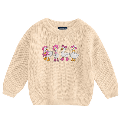 Coquette Bow Silly Gooseh - Embroidery Classic Knit Baby Sweater