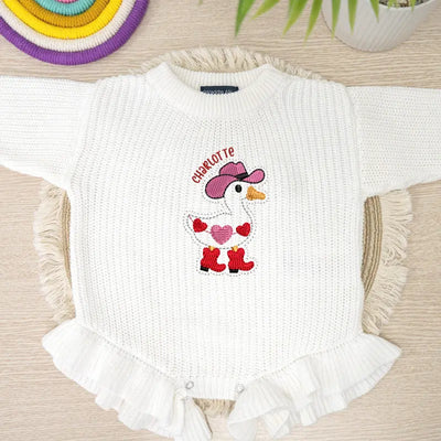 Custom Heart Silly Goose Baby Romper