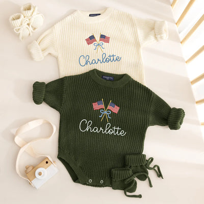 Custom 4th of July Baby Name Romper