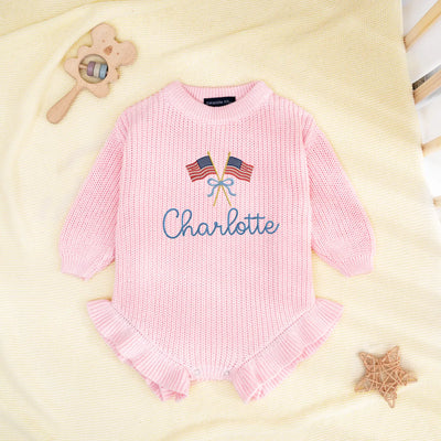 Custom 4th of July Baby Name Romper