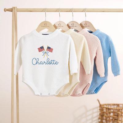 Custom 4th of July Baby Name Romper