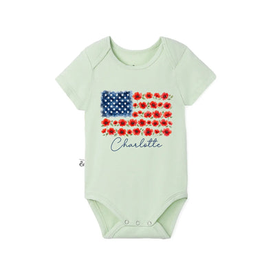 Custom America Flag Baby Name Onesie
