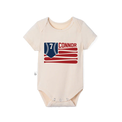 Custom American Flag Baseball Baby Onesie
