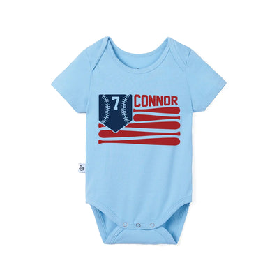 Custom American Flag Baseball Baby Onesie
