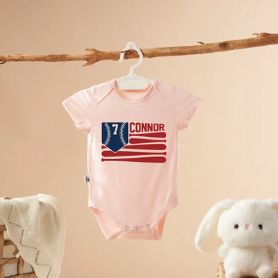 Custom American Flag Baseball Baby Onesie
