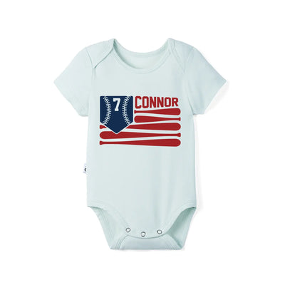 Custom American Flag Baseball Baby Onesie