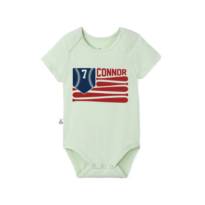Custom American Flag Baseball Baby Onesie