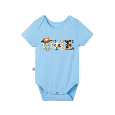 Custom Cowboy One Birthday Baby Onesie