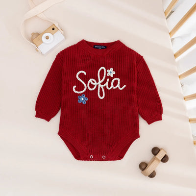 Custom Floral 4th of July Baby Name Romper