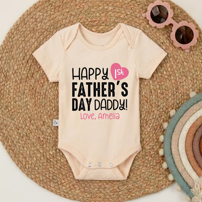 Custom Happy First Father's Day Baby Onesie