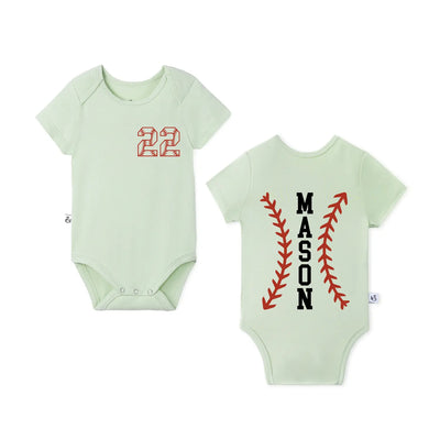 Custom Name Baseball Baby Onesie
