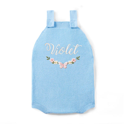 Custom Name Floral Baby Button Romper