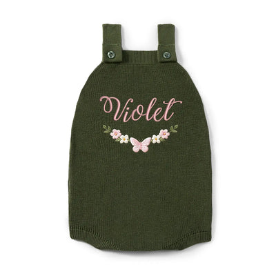 Custom Name Floral Baby Button Romper