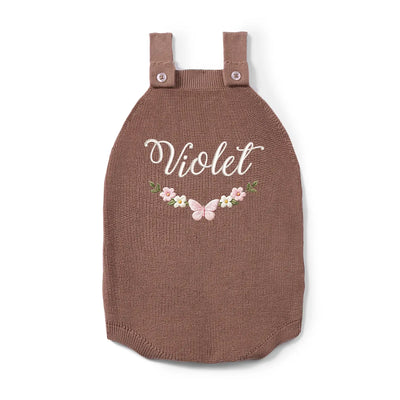 Custom Name Floral Baby Button Romper