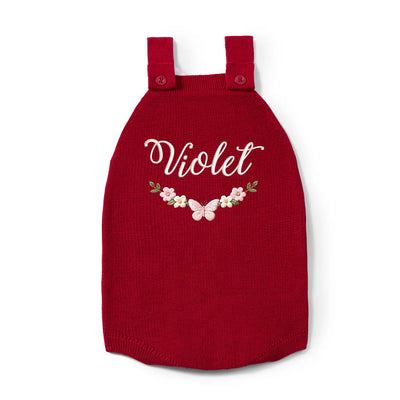 Custom Name Floral Baby Button Romper