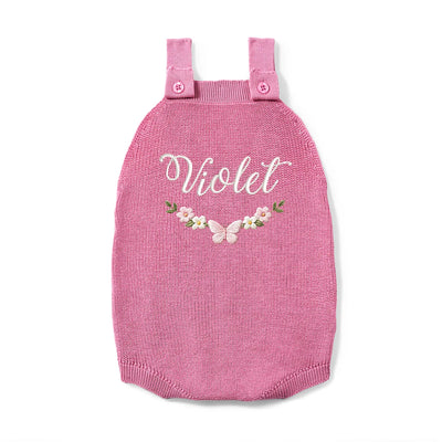 Custom Name Floral Baby Button Romper