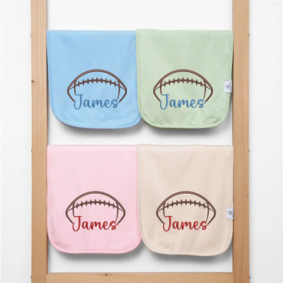 Custom Name Football Baby Burp Cloth