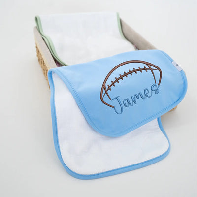 Custom Name Football Baby Burp Cloth