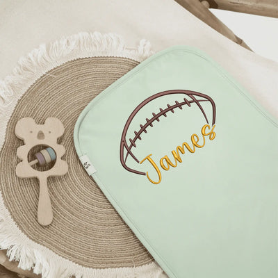 Custom Name Football Baby Burp Cloth