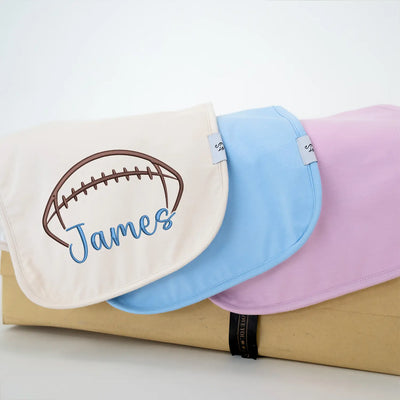 Custom Name Football Baby Burp Cloth